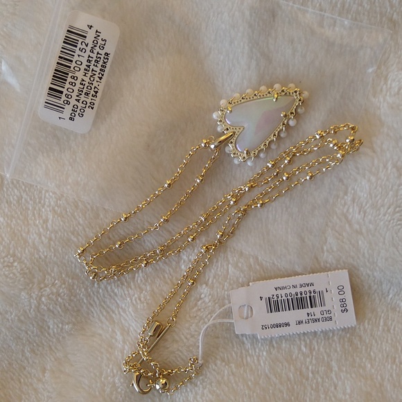 NWT Kendra Scott Beaded Ansley Long Pendant Necklace Iridescent Frosted Glass - Picture 6 of 7